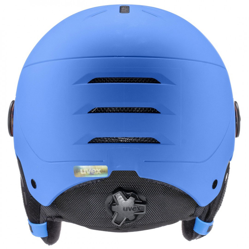 Casco da sci per bambini UVEX Rocket jr. Visor, blu opaco