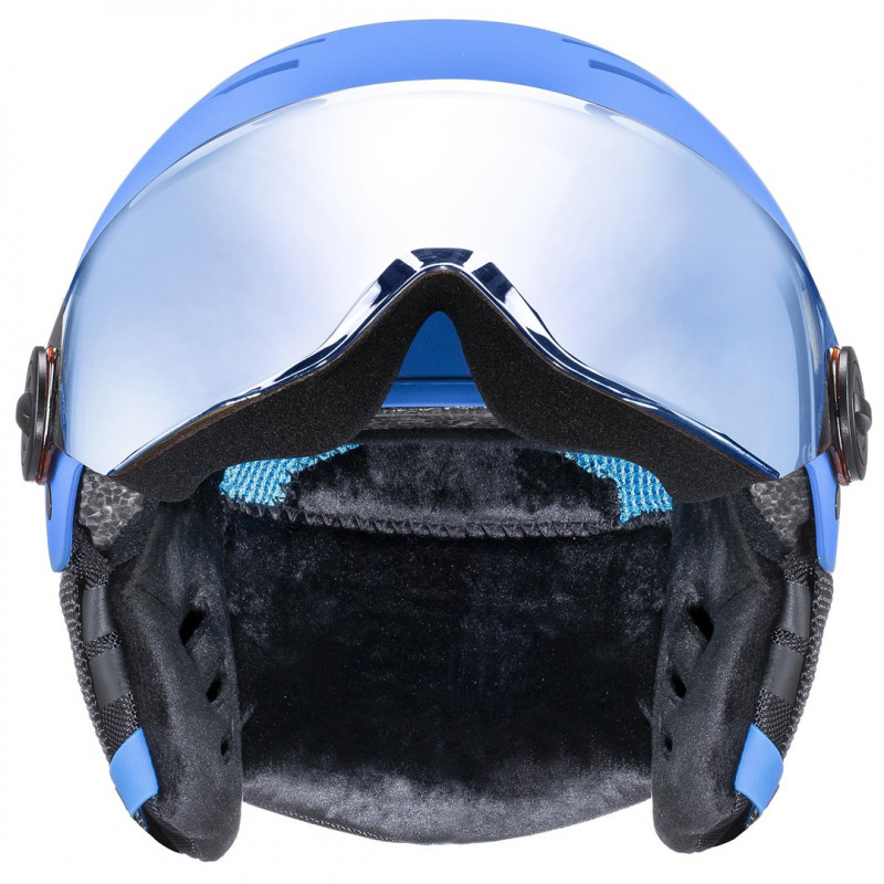 Casco da sci per bambini UVEX Rocket jr. Visor, blu opaco