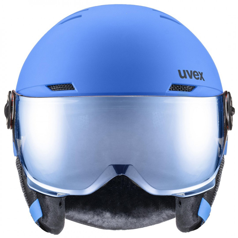 Casco da sci per bambini UVEX Rocket jr. Visor, blu opaco