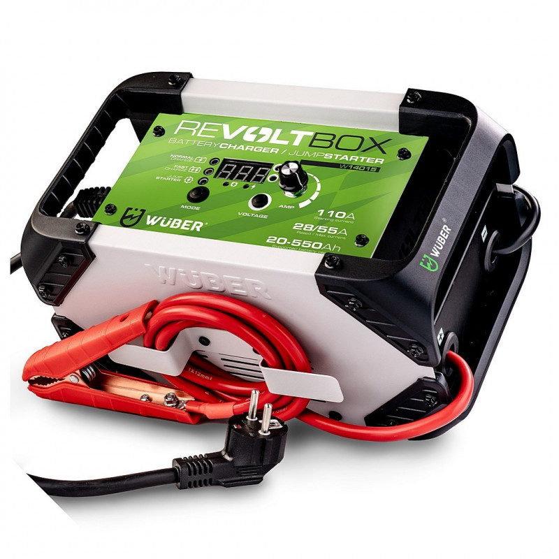 Caricabatteria automatico per auto Wuber W14015 con avviamento di emergenza, 110 A