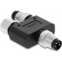 Delock 60858 sdoppiatore a Y M8 con codifica A a 4 pin, 1 x maschio verso 1 x maschio e 1 x femmina
