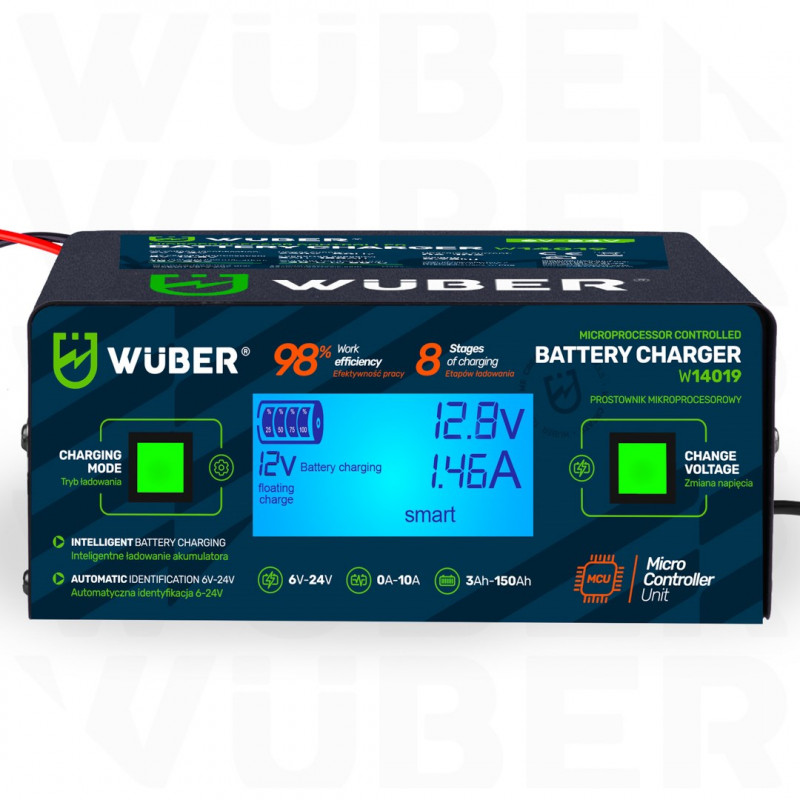 Caricabatterie a microprocessore Wuber W14019, 6/8/12/14/16/24 V, 10 A