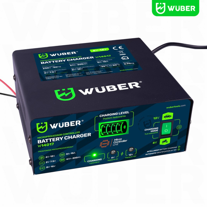 Caricabatterie a microprocessore Wuber W14017, 6-12 V, 15 A