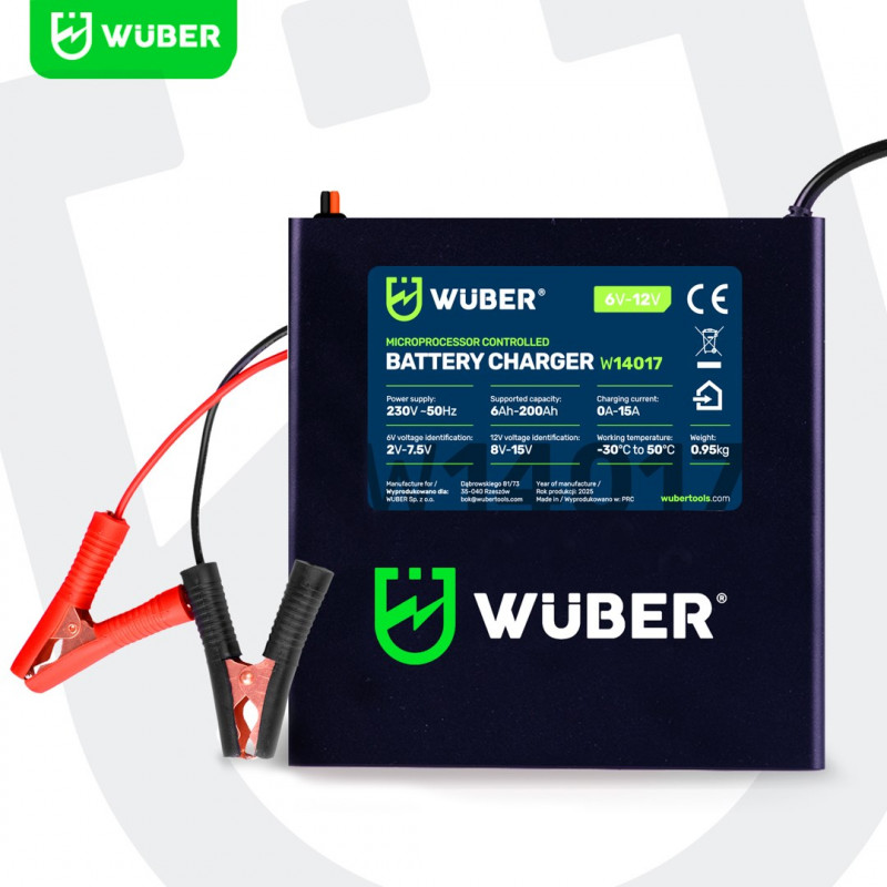 Caricabatterie a microprocessore Wuber W14017, 6-12 V, 15 A