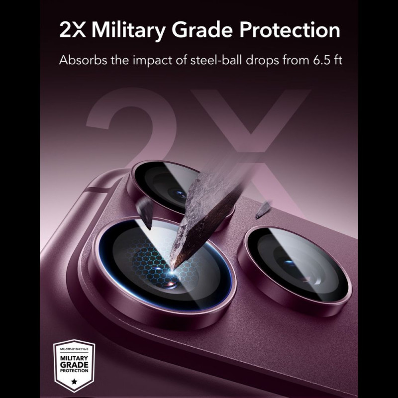 Protezione fotocamera ESR Armorite per Apple iPhone 18 Pro / 18 Pro Max, Deep Burgundy