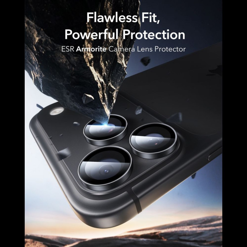 Protezione fotocamera ESR Armorite per Apple iPhone 18 Pro / 18 Pro Max, nera, confezione da 2