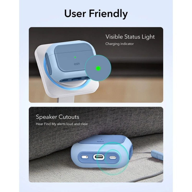 Custodia ESR Orbit HaloLock MagSafe per Apple AirPods Pro 3, azzurro polvere