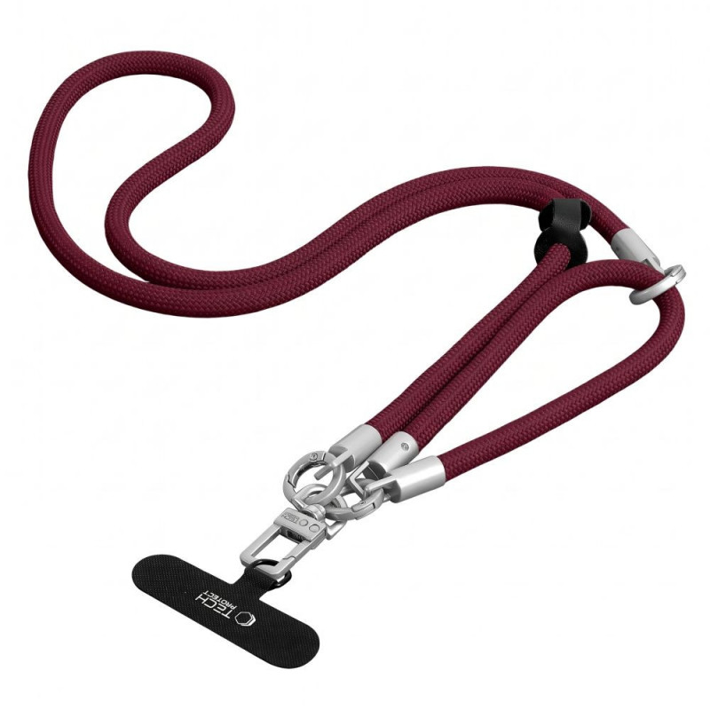 Set laccetti per telefono Tech-Protect C10S Rope da portare a tracolla e al polso, bordeaux/titanio