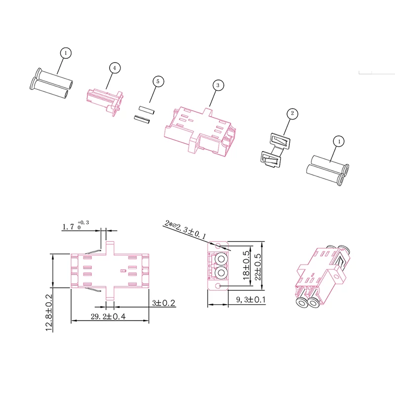Adattatore in fibra LogiLink FA02LC8 LC Duplex, 12 pezzi, con flangia, viola