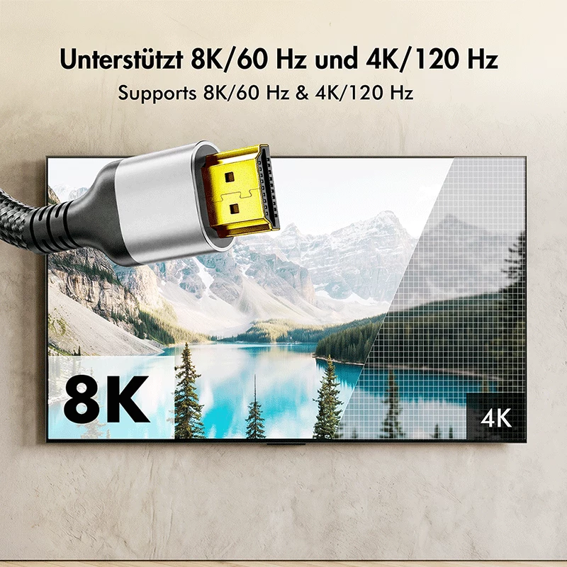 Cavo HDMI LogiLink CH0123, A/M ad A/M, 8K/60 Hz, 48 Gbps, metallo, nylon, nero/grigio, 3 m