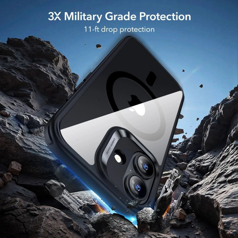 Custodia ESR Classic Hybrid MagSafe con vetro temperato per Apple iPhone 17, trasparente/nera