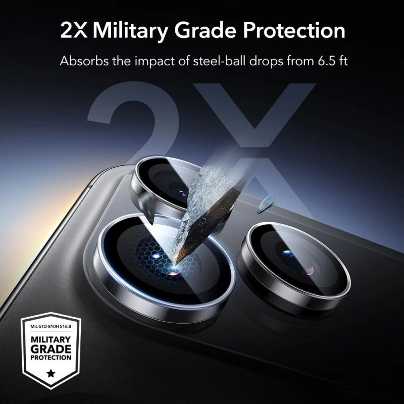 Protezione fotocamera ESR Armorite per Apple iPhone 14 Pro / 14 Pro Max / 15 Pro / 15 Pro Max / 16 Pro / 16 Pro Max / 17 Pro / 17 Pro Max, trasparente (ESR932)