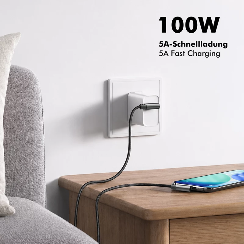 Cavo USB 2.0 Type-C LogiLink CU0460, C/M 90° a C/M 90°, 480 Mbps, 100W, metallo, argento/nero, 0,5 m
