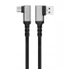 Cavo LogiLink CU0471 USB 3.2 Gen1 Type-C, A/M 90° a C/M 90°, 5 Gbps, 60W, metallo, argento/nero, 1 m