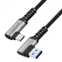 Cavo USB 3.2 Gen1 Type-C LogiLink CU0472, A/M 90° a C/M 90°, 5 Gbps, 60W, metallo, argento/nero, 1,5 m