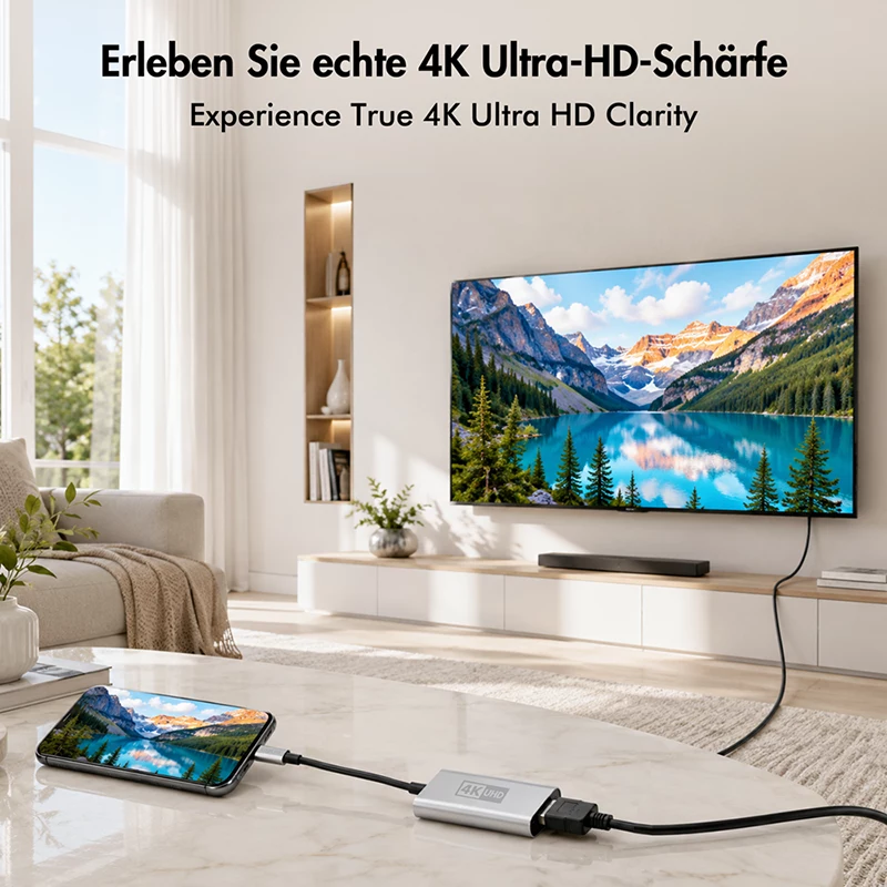 Adattatore LogiLink CUA0115 USB 3.2 Gen1 Type-C, C/M a HDMI-A/F, 4K/60 Hz, metallo, nero/argento, 0,15 m