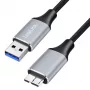 Cavo USB 3.0 Logilink CU0291, A/M a Micro-USB/M, 5 Gbps, nylon, metallo, nero/argento, 2 m
