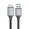 Cavo USB 3.0 Logilink CU0291, A/M a Micro-USB/M, 5 Gbps, nylon, metallo, nero/argento, 2 m