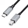 Cavo USB 2.0 Type-C Logilink CU0515, C/M a B/M, 480 Mbps, nylon, metallo, nero/argento, 2 m