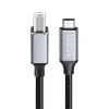 Cavo USB 2.0 Type-C Logilink CU0515, C/M a B/M, 480 Mbps, nylon, metallo, nero/argento, 2 m