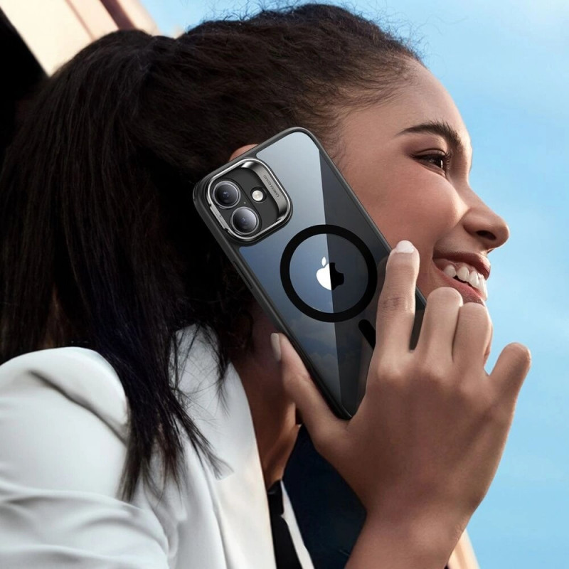 Custodia ESR Classic Hybrid Kickstand HaloLock MagSafe con vetro temperato per Apple iPhone 16 Plus, trasparente/nera