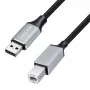 Cavo USB 2.0 Logilink CU0108, USB-A/M a USB-B/M, 480 Mbps, nylon, metallo, nero/argento, 3 m