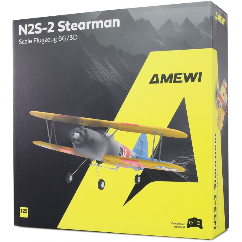 Amewi AMXFlight N2S-2 Stearman 360 mm 6G/3D 6 canali RTF, 14+ (24148)
