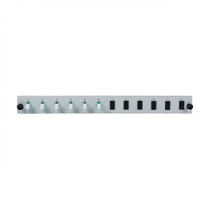 Pannello frontale in fibra per montaggio rack EFB Elektronik SB-FP-6SC-S-OM4, 1U, grigio, metallo, 432 mm