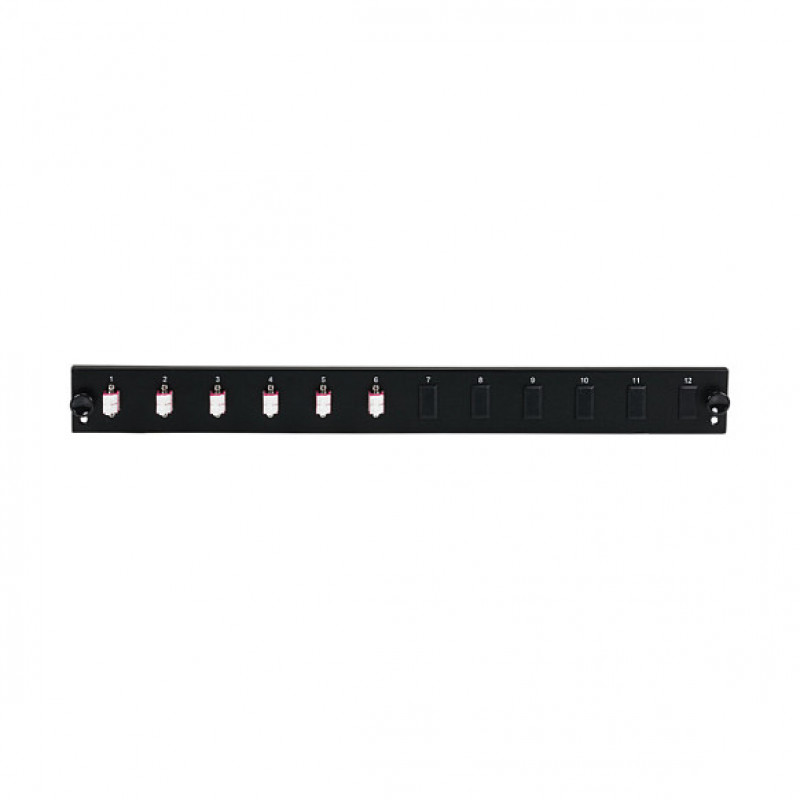 Pannello frontale in fibra per montaggio rack EFB Elektronik SB-FP-6SC-S-OM4, 1U, grigio, metallo, 432 mm