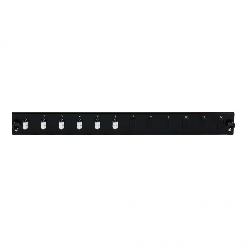Pannello frontale in fibra per montaggio rack EFB Elektronik SB-FP-6SC-S-OM4, 1U, grigio, metallo, 432 mm