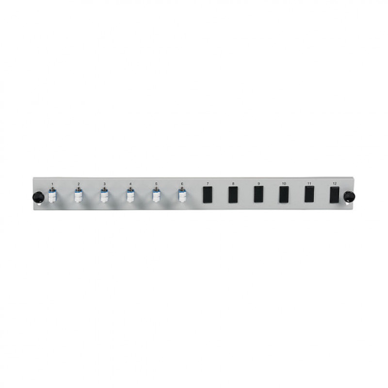 Pannello frontale in fibra per montaggio rack EFB Elektronik SB-FP-6SC-S-OM4, 1U, grigio, metallo, 432 mm