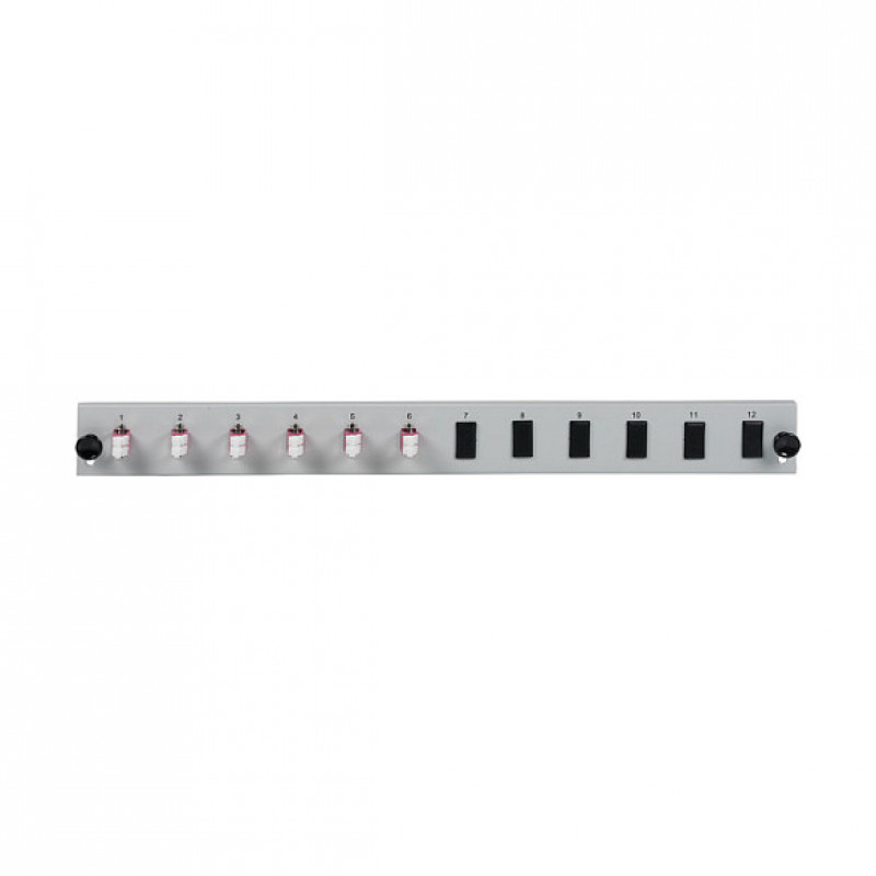 Pannello frontale in fibra per montaggio rack EFB Elektronik SB-FP-6SC-S-OM4, 1U, grigio, metallo, 432 mm