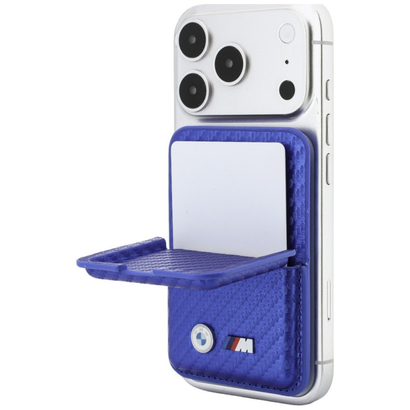 Portafoglio MagSafe BMW M Carbon Metal Logos, blu