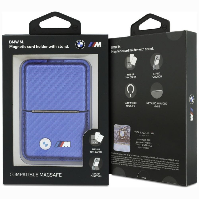 Portafoglio MagSafe BMW M Carbon Metal Logos, blu