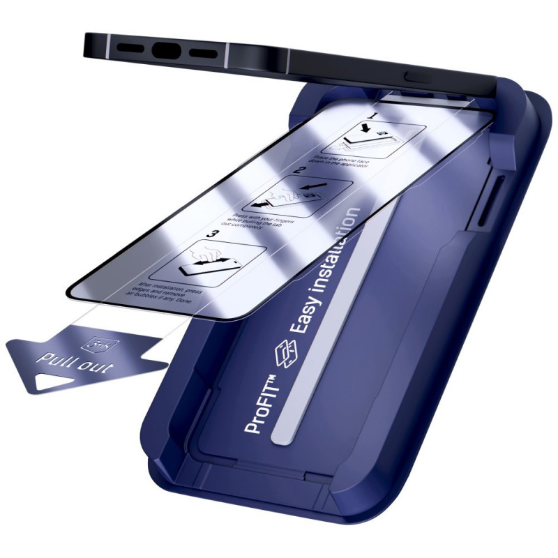 Vetro temperato 3MK HardGlass Max con applicatore per Apple iPhone 13 / 13 Pro / 14 / 16e / 17e, nero