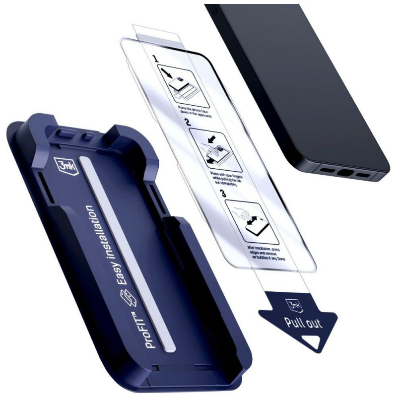 Vetro temperato 3MK HardGlass Max con applicatore per Apple iPhone 13 / 13 Pro / 14 / 16e / 17e, nero
