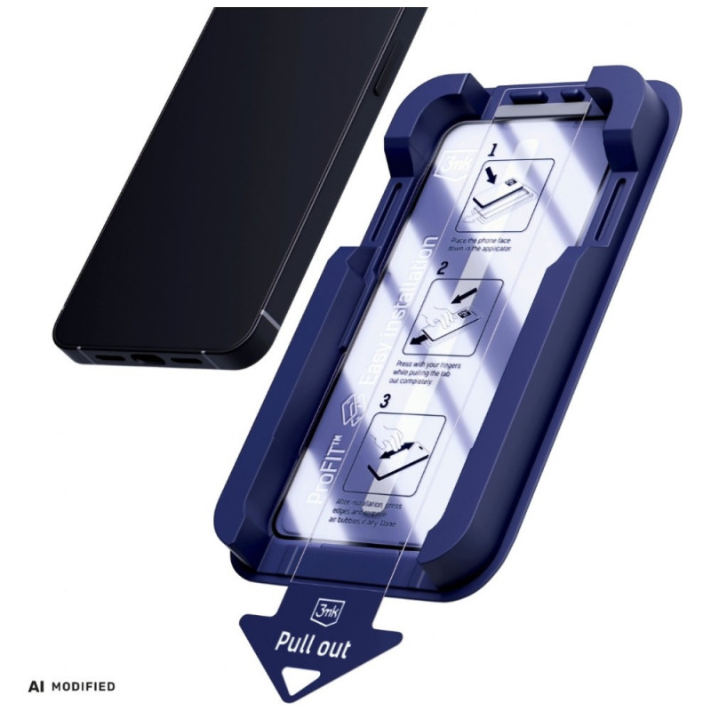 Vetro temperato 3MK HardGlass Max con applicatore per Apple iPhone 15 / 16, nero