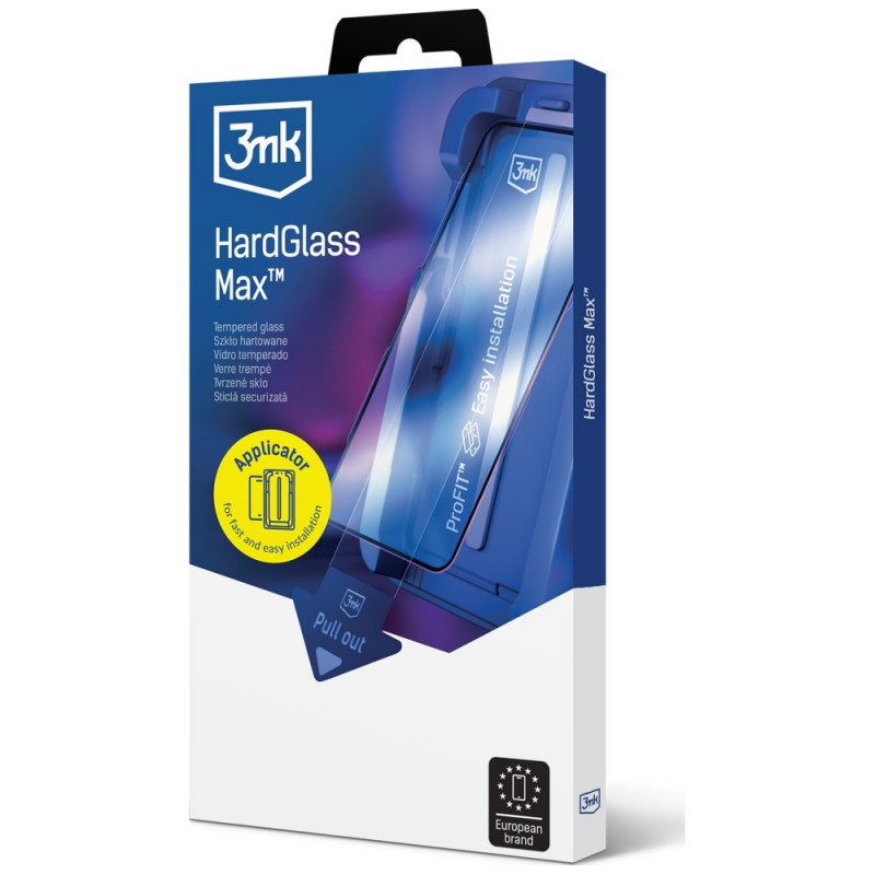 Vetro temperato 3MK HardGlass Max con applicatore per Apple iPhone 16 Pro / 17, nero