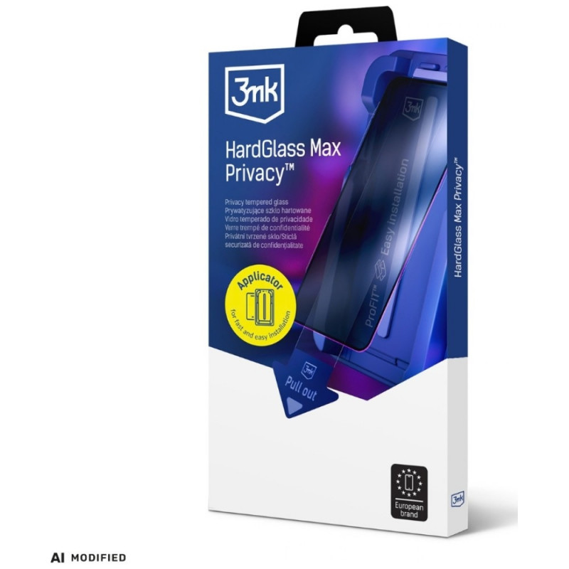 Vetro temperato 3MK HardGlass Max Privacy con applicatore per Google Pixel 10A, nero