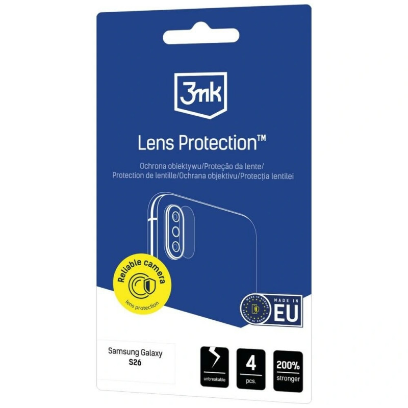 Protezione lente fotocamera 3MK Lens Protection per Samsung Galaxy S26, confezione da 4