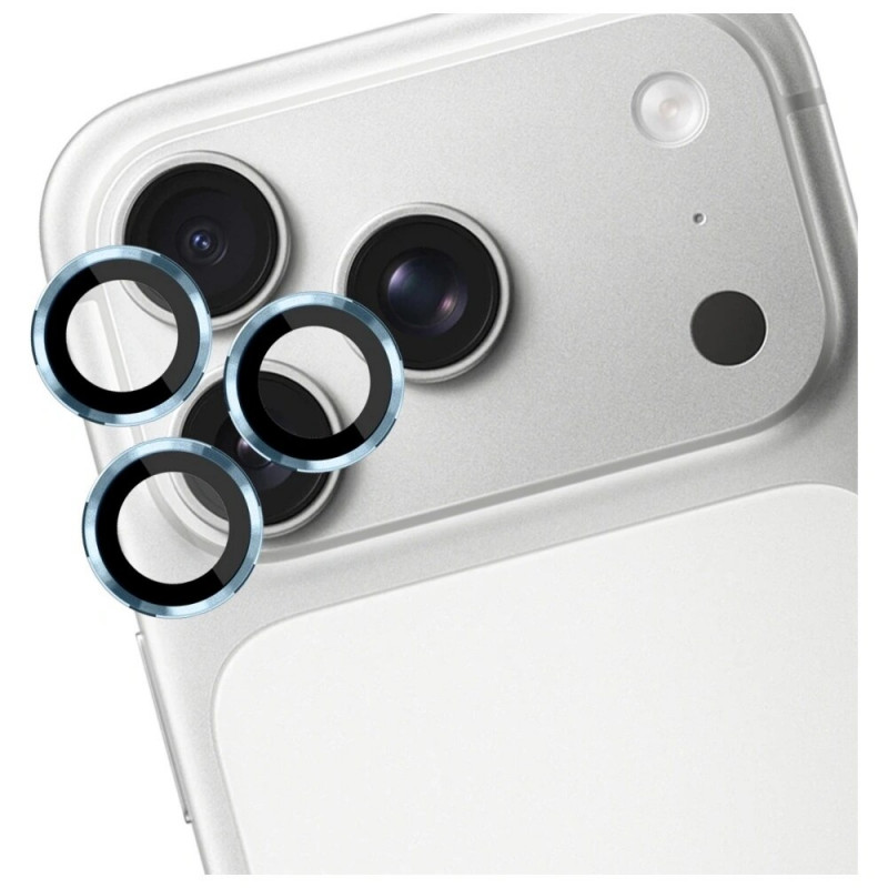 Vetro temperato per lente fotocamera 3MK Lens Protection Pro per Apple iPhone 17 Pro / 17 Pro Max, azzurro