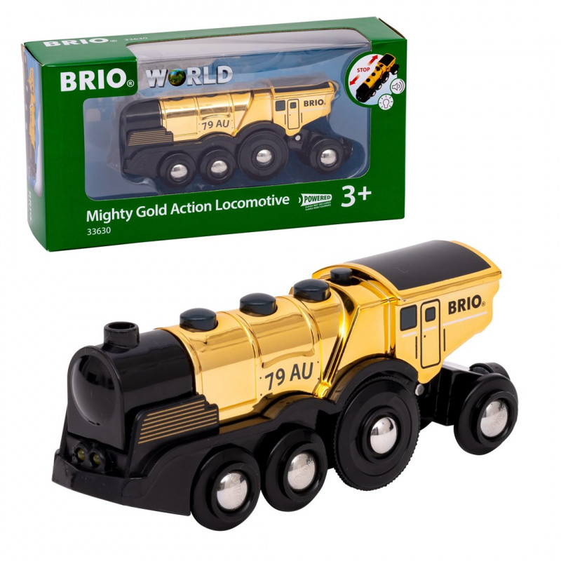 Locomotiva a batteria BRIO World dorata con luce e suono (33630)