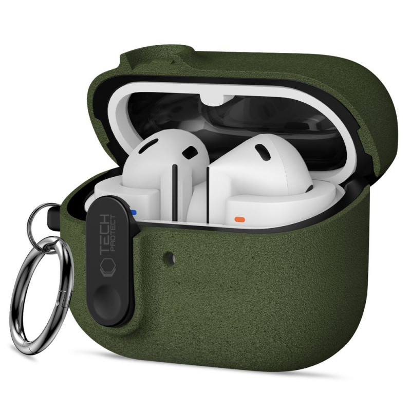 Custodia Slim Hook Tech-Protect per Samsung Galaxy Buds 3 / 3 FE / 3 Pro, verde oliva