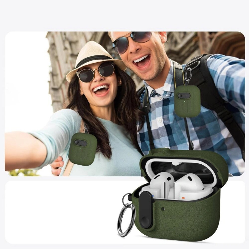 Custodia Slim Hook Tech-Protect per Samsung Galaxy Buds 3 / 3 FE / 3 Pro, verde oliva