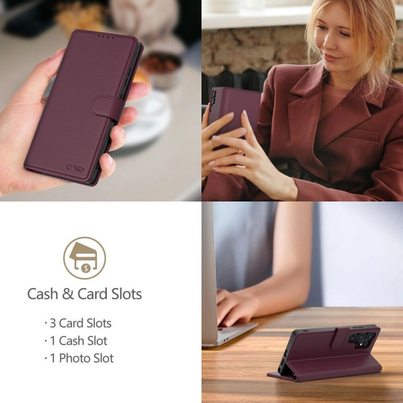 Custodia portafoglio Tech-Protect per Xiaomi Redmi Note 15 Pro 5G THP5097, bordeaux