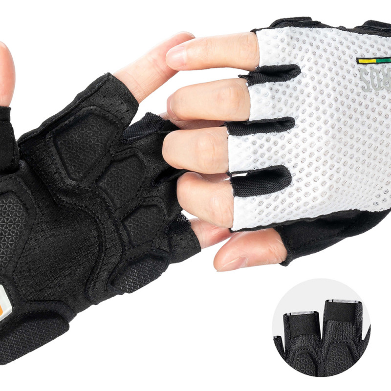 Guanti da ciclismo corti ammortizzanti Rockbros TLS004 ROAD TO SKY S, bianco