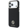 Guess GUE005537-0 Grained Round Strass Logo MagSafe custodia per Apple iPhone 18 Pro Max / 17 Pro Max, nera
