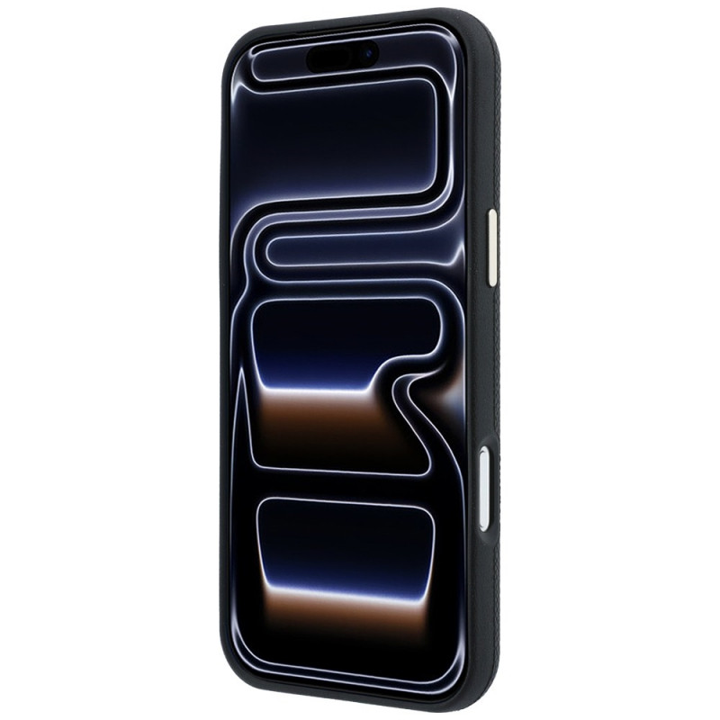 Guess GUE005537-0 Grained Round Strass Logo MagSafe custodia per Apple iPhone 18 Pro Max / 17 Pro Max, nera