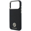 Guess GUE005537-0 Grained Round Strass Logo MagSafe custodia per Apple iPhone 18 Pro Max / 17 Pro Max, nera