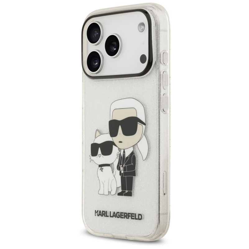 Custodia Karl Lagerfeld IML NFT Glitter Karl&Choupette KF003400 per Apple iPhone 18 Pro Max / 17 Pro Max, trasparente
